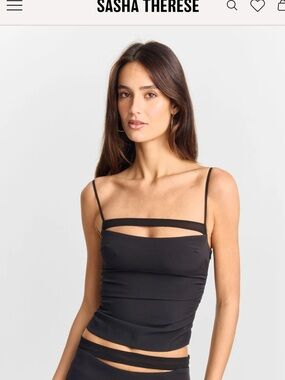 Sasha Therese Black Strappy Cutout Cami NWT